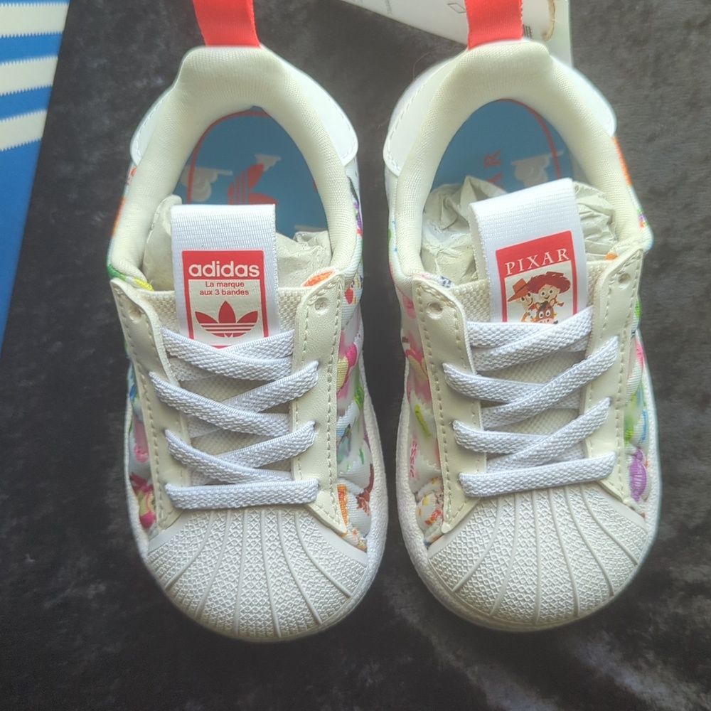 adidas Kids White Sneakers with Multicolor Accents
